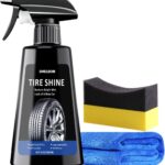 Tire Shine Spray Deep Tire Black Finish Long-Lasting UV Protection High Gloss Tire Coating Showroom New Wet Shine with Easy Applicator Pad & Towel Safe for Cars, Trucks, SUVs, RVs - 9 fl oz
