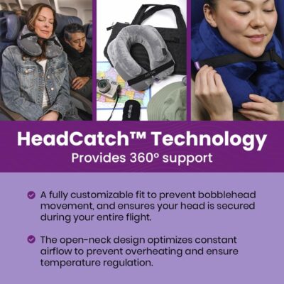 Cabeau Inflatable Travel Pillow – Air TNE – Adjustable, Lightweight, and Supportive for Sleeping on Airplanes, Trains, and Cars– Customized Fit and Compact Carrying Case (Royal Blue) - Image 3
