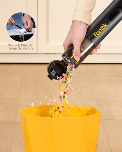 Fanttik Slim V10 APEX Cordless Car Vacuum, 4-in-1 Portable Mini Handheld Vac, 19kPa Suction Power, Upgraded Smart Digital Display, 2 Suction Modes for Small Jobs, Car, Office Desk, Keyboards (Black) - Image 7
