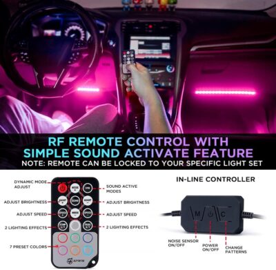 Xprite Upgraded 144LED RGB Interior Car Lights with Smart App Control/Wireless Remote Control, Music Sync Mode, DIY Mode and Multiple Scene Options, Universal for Cars Truck ATV UTV(4pcs) - Image 5
