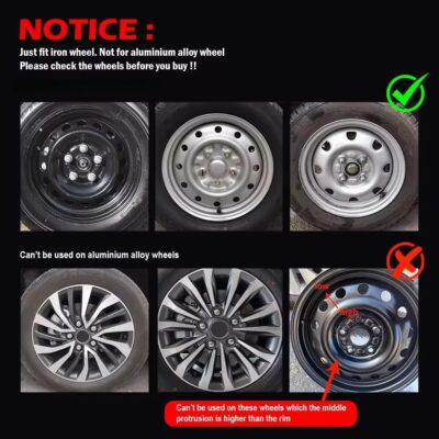 16 Inch Hubcaps with Adjustable Steel Retention Rings, Premium ABS Universal Fit, Set of 4 Wheel Covers (Gunmetal Grey) - Image 6