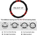 Achiou Red Car Steering Wheel Cover Universal 15 inch with Grip Contours, Leather Auto for Men and Women Non-Slip Breathable Soft and Comfortable - Image 6