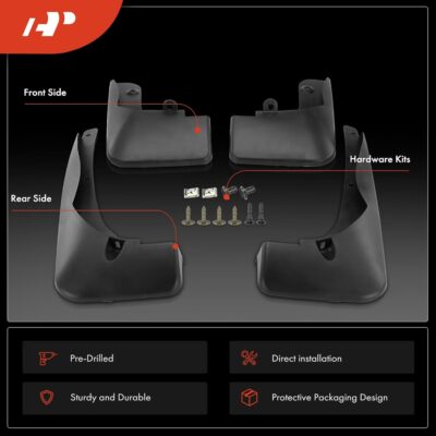 A-Premium Set of 4PCS Mud Flaps Splash Guards Mudguards Mudflaps with Hardware Kits Accessories Compatible with Toyota RAV4, 2013-2015, Sport Utility, Black Color, Front LH RH and Rear LH RH - Image 3