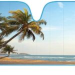 BDK Palm Tree Tropical Island Front Windshield Sun Shade Accordion Folding Cute Car Window Shades for Truck & Car Sunshade Shield for Sun UV Rays - Visor Protector Keeps Vehicle Cool - 58 x 27 inches