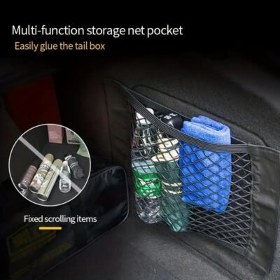 Car Back Seat Mesh Organizer Elastic Storage Net, Universal Trunk Pocket with Stretch Design for Travel and Sports Gear, Black, 30cm - Image 8
