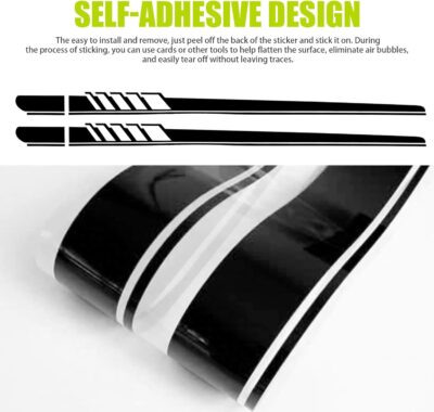2 PCS Car Side Skirt Decals, 88.58" x 4.52" Long Stripes Stickers, PVC Auto Personalized Stickers, Waterproof Body Decoration, Universal for Most Cars, Trucks, SUVs (Black) - Image 6