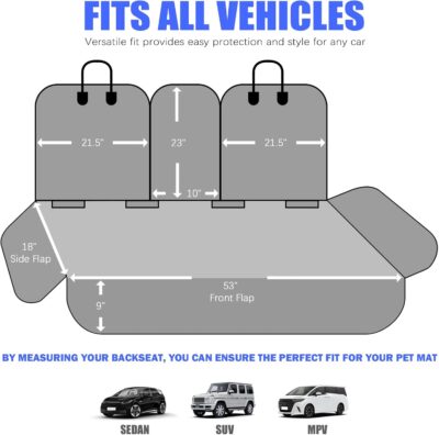 Dog Car Seat Cover for Back Seat, Car Seat Cover 60/40 Split Bench for Family Car, Compact SUV, MPV - Standard - 53" W - Image 5