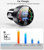 KEWIG Car Charger, 36W Fast Car Charger Adapter, Dual USB Car Fast Charge with Colorful Voltmeter & ON/Off Switch - Image 2