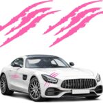YGMONER Claw Mark Car Decals, 16 Inch Car Headlight Stickers, Monster Claw Scratch Sticker for Dodge Challenger Charger, Pack of 2 (Pink)