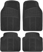 Heavy Duty 4pc Front & Rear Rubber Floor Mats for Car SUV Van & Truck - All Weather Protection Universal Fit