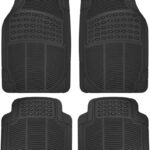 Heavy Duty 4pc Front & Rear Rubber Floor Mats for Car SUV Van & Truck - All Weather Protection Universal Fit