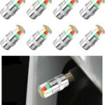 8 PCS Tire Pressure Monitor Valve Stem Caps, 2.4Bar 36 PSI Tire Pressure Sensor Indicator, 3 Color Eye Alert Pressure Monitoring Valve Stem Cover for Cars Trucks SUVs (Silver)