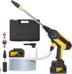 Cordless Pressure Washer - MAX 950 PSI Battery Powered Pressure Washer, 21V Portable Cordless Power Washer with Rechargeable 4.0Ah Battng，Yellow
