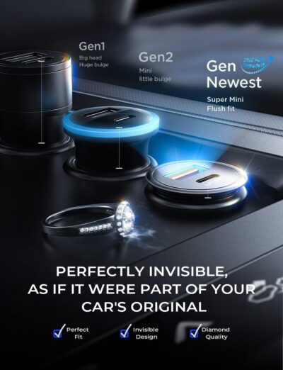 AINOPE 67.5W Super Mini Cigarette Lighter Adapter Car Charger USB C Fast Charging, All Metal PD&QC Type C Car Charger Adapter Outlet Plug Socket for iPhone 17 16 Pro Max 15 14 13 Air, Samsung S26 S25 - Image 3