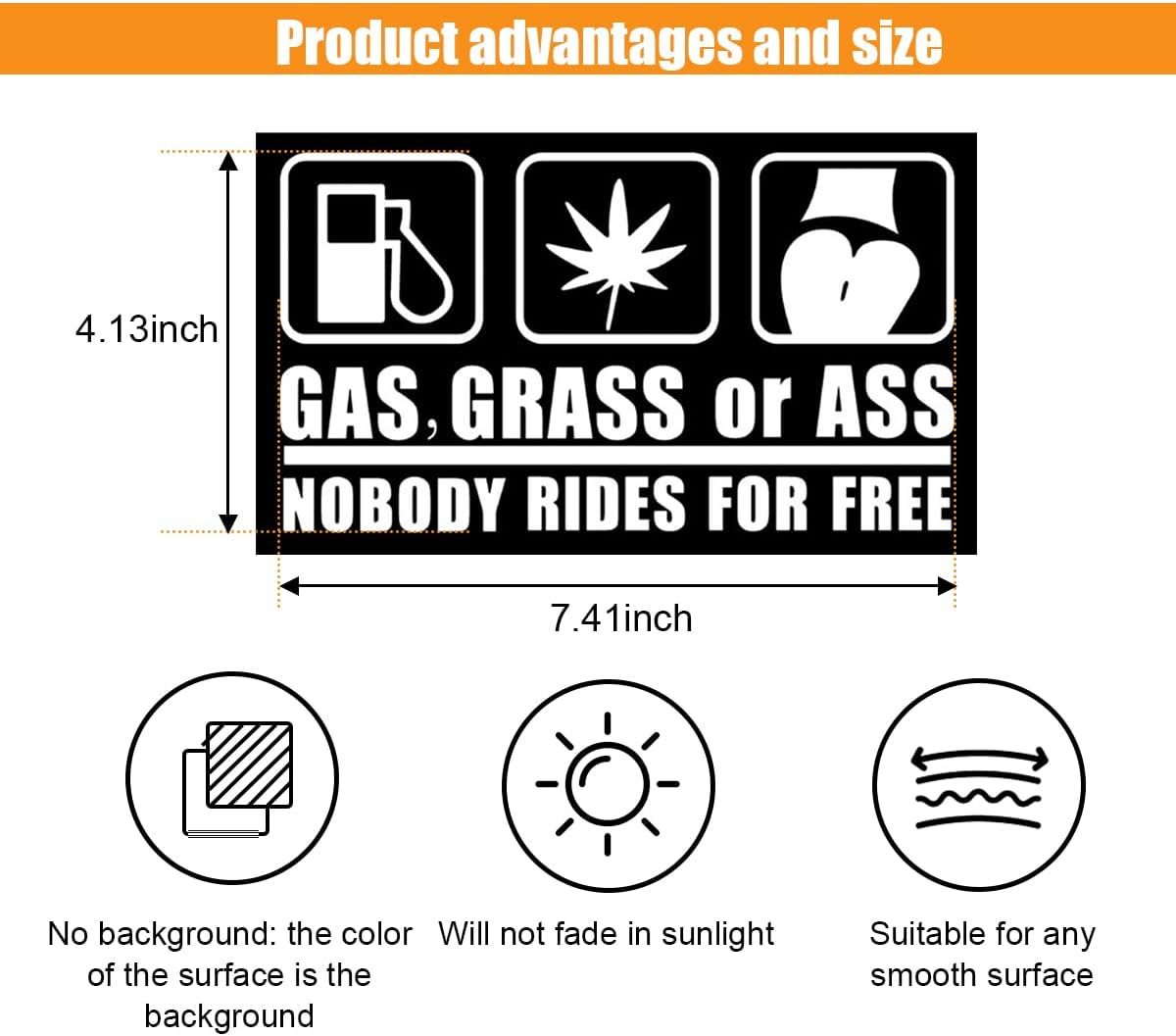61mnvoA0nML._AC_SL1200_.jpg Gas Grass or Ass Stickers for Cars, Nobody Rides for Free Car Vinyl Decal Sticker, Funny Wall Sticker, Car Bumper Decoration Accessories for Car Trucks SUV Window Wall Laptop - Image 1