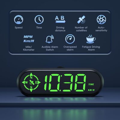 G9 Heads Up Display for Car Smart Speedometer HUD Shows Speed, Time, Trip Distance/Duration, 0-100km/h Time Direction with 7 Adjustable Color Modes. - Image 3