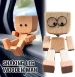 Shaking Wooden Man, Shaking Wooden Man Figurine for Car Dashboard, Handmade Shak Feet Woodens Doll, Funny Cars Ornaments Wood Desktop Decor, Car Dashboard Accessories with 12PCS Magnetic Expressions - Image 2