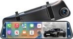 4K Rear View Mirror Camera with Carplay&Android Auto,12" Mirror Dash Cam Front and Rear with Voice Control for Cars&Trucks,Smart Touch Screen,64GB Card Included/Loop Record/Reverse Assist