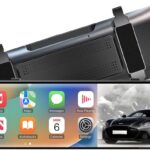 4K Rear View Mirror Camera with Carplay&Android Auto,12" Mirror Dash Cam Front and Rear with Voice Control for Cars&Trucks,Smart Touch Screen,64GB Card Included/Loop Record/Reverse Assist