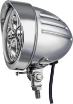 FATECIM 4.5" Bullet Round Motorcycle LED Headlight with Visor 4 1/2 Inch Motorbike Hi/Lo Beam Headlamp Bottom Mount Heavy Duty for Harley Kawasaki Honda Yamaha Suzuki Chopper Cafe Racer Bobber Chrome - Image 6