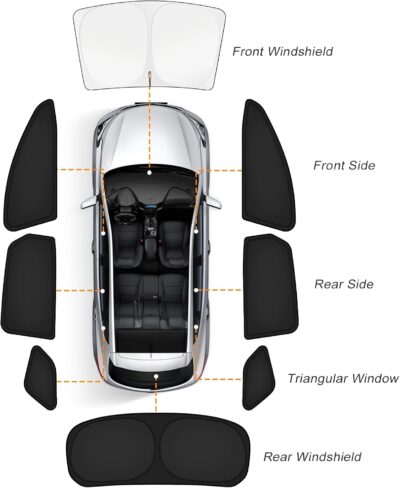 KUST Car Window Shades for Toyota RAV4 2019-2025 Windshield Sun Shade Side Window Cover UV Block Privacy Protection Rav 4 Accessories for Camping Blackout Rear Back Full Set 8PCS - Image 8