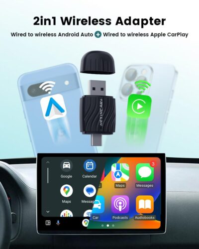 H-Air2.0 Wireless CarPlay & Android Auto Adapter, 2026 Upgrade, Plug & Play USB Dongle, Convert Wired CarPlay Auto to Wireless, For Apple iPhone & Android Phones, No Latency, Fast Connection - Image 2