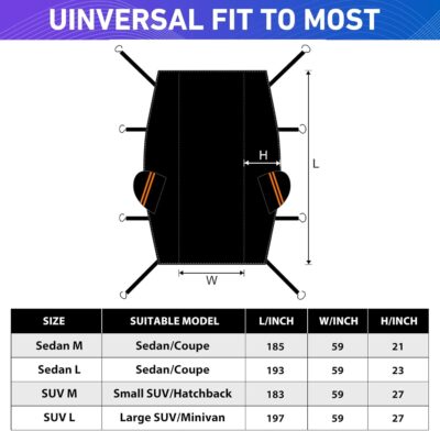 Half Car Cover SUV for Snow, Heavy Duty Roof Cover for All Weather Use, UV, Rain, Sun, Dust Protection Fits Compact/Medium SUV - Image 4