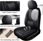 Car Seat Covers for Kia Forte 2010-2026,Waterproof Nappa Leather Car Seat Cover,Soft Seat Cushion Covers with Airbag,Full Coverage Car Seat Covers Sets(Black,2PCS Only) - Image 2