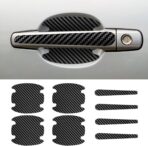 8PCS Car Door Handle Scratch Protectors, Carbon Fiber Car Door Handle Bowl Sticker, Universal Auto Doors Handles Paint Guard Cover, Doors Handles Cup Protective Film for Cars (Black)