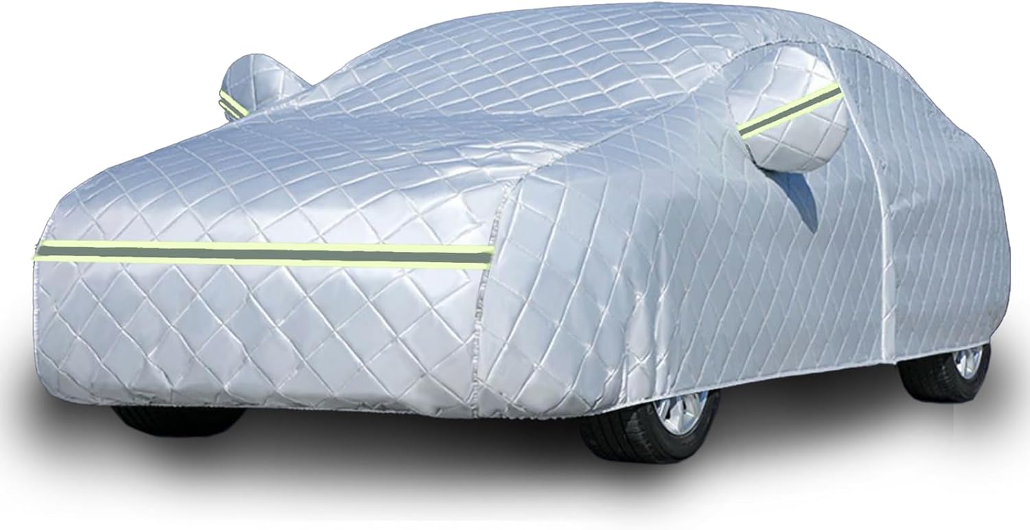 61nMzxkze5L._AC_SL1500_.jpg 7 Layers Waterproof Heavy Duty Car Covers for Automobiles All Weather Season Anti-Hail UV Protection Snowproof Outdoor 10.5LBS Full Cover Universal Fit Sedan 178" to 185" - Image 1