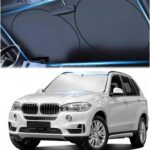 Windshield Sun Shade, Reflective Sunshade for Car Windshield with Mirror Cut-Out, Blocks 99% UV Rays & Keeps Vehicle Cool, Fits Cars, Trucks, SUVs & Vans, Fade-Resistant, (Medium)