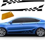 2PCS 78" Car Body Door Side Waistline Sticker Decals, Sports Racing Stripe Decals, Waterproof Vinyl Stripe Sticker Decoration for Car SUV Truck (Black)