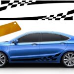 2PCS 78" Car Body Door Side Waistline Sticker Decals, Sports Racing Stripe Decals, Waterproof Vinyl Stripe Sticker Decoration for Car SUV Truck (Black)