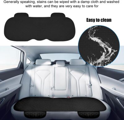 Car Back Seat Cover, Anti-Slip Long Comfortable Vehicle Rear Chair Protectors with Storage Pocket, Breathable Automotive Back Bench Cushion Pad, Universal for SUV Sedan Truck (Black) - Image 4