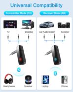 Bluetooth 5.4 Adapter 3.5mm Jack Aux Dongle, 2-in-1 Wireless Transmitter Receiver for Car,TV Audio,Headphones,Speakers,Projector. - Image 5