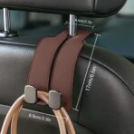 Headrest Hooks for Car, Twinhook Leather Car Headrest Hangers, Car Seat Hooks for Handbag Purse Coat Bags (Black*2) - Image 6