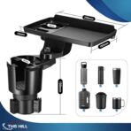 This Hill Cup Holder Tray for Car, 2 in 1 Detachable Car Food Table Tray with Solid Base & Phone Slot,Car Cup Holder Expander with 360°Rotation Tray for Travel Road Essentials - Image 4