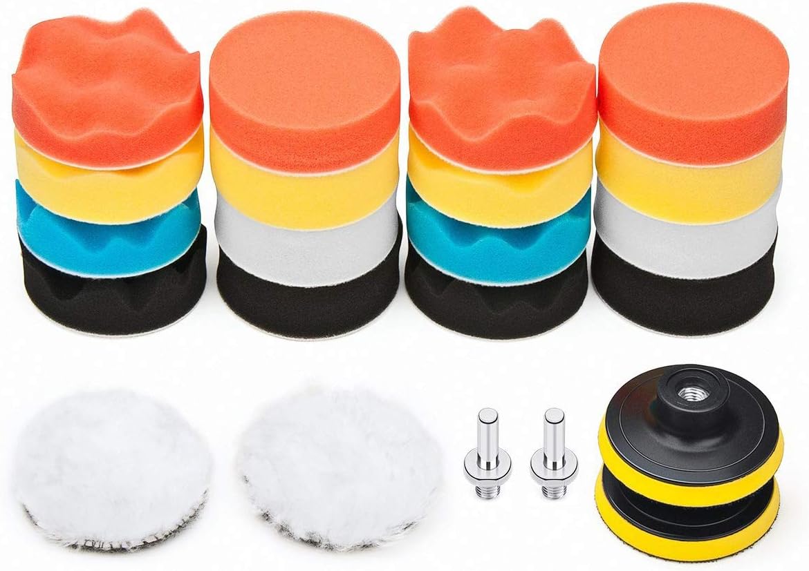 61nry4TI5OL._AC_SL1200_.jpg Petutu Car Foam Drill Polishing Pad Kit 22 PCS, 3 Inch Buffing Pads - Image 1
