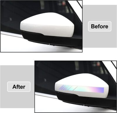 Augeny 2 PCS Car Rear View Mirror Stickers, Waterproof Vinyl Auto Side Rearview Mirror Stripes, Universal Reflective Anti-Collision Striped Warning Decal for Most Vehicles (Colorful) - Image 3