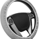 Andalus Brands Elastic Stretch Steering Wheel Cover, Car Accessories for Women and Men - Covers for Honda, Ford, Toyota, Nissan, and More - Universal 15" Size, Microfiber Breathable Polyester (Gray)