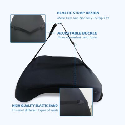 Super Cozy Lumbar Support Pillow for Car/Office Chair, 100% Memory Foam Lumbar Pillow with Breathable Removable Cover, Ergonomic Design - Back Support for Back Pain Relief(Adjustable Strap, Black) - Image 4