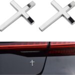 2PCS Individual Jesus Cross for Car Decal Emblem,3D Metal Christian Car Decals Badges for and Cars Decorations,Universal & Self-Adhesive Cross Cars Decal for Most Trucks,SUVs (Silver+Silver)