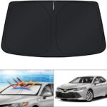 KUST Windshield Sun Shade for 2018-2023 2024 Toyota Camry LE XLE Hybrid SE XSE Sedan Accessories Custom Fit Sunshade Foldable Sun Visor Protector Block UV Rays Keep Your Car Cooler