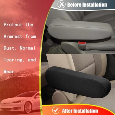 2PC Car Front Seat Armrest Covers,Universal Size Seat Arm Rest Cover,Flat Cloth Fabric Armrest Cover,Car Interior Accessories(Black,1Pair) - Image 4