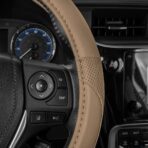 Motor Trend Perforated Microfiber Leather Steering Wheel Cover for Cars Trucks SUVs Vans, Sporty Racing Improved Grip Anti-Fatigue Ergonomic Design, Airbag Compatible - Fits Standard 15" Inch - Beige - Image 6