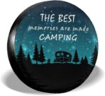 The Best Memories are Made Camping Spare Tire Cover Wheel Protectors Tyre Covers Weatherproof Wheel Covers Universal Fit for Trailer Rv SUV Truck Camper Travel Trailers 14"