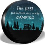 The Best Memories are Made Camping Spare Tire Cover Wheel Protectors Tyre Covers Weatherproof Wheel Covers Universal Fit for Trailer Rv SUV Truck Camper Travel Trailers 14"