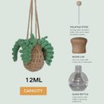 Handmade Crochet Hanging Car Air Freshener - Botanical Fern Leaf Design with 12ml Refillable Glass Essential Oil Bottle, Long-Lasting Car Diffuser & Nature-Inspired Decor - Image 3