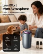 Waterless Diffuser for Essential Oil, Smart Car Air Freshener Diffuser with 3 Mist Grades & 3 LED Light Colors, Auto On/Off, Rechargeable Scent Air Machine - Image 3