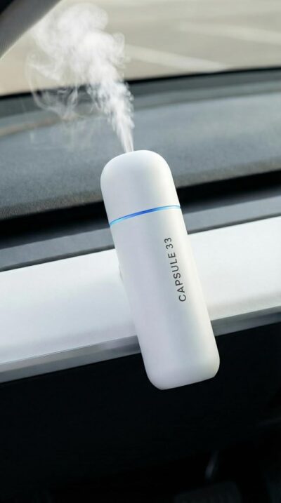 Car Perfume Starter Pack, Car Air Freshener, Ultrasonic Aroma Diffuser, 6 Fragrances (White Crystal, Red Diamond, East Gold, Ocean Blue, Sweet Cherry, Light Pink) (White) - Image 6